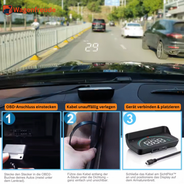 SichtPilot™ – Head-Up Farbdisplay mit OBD2 | Geschwindigkeit, Drehzahl & mehr direkt im Sichtfeld – Bild 5
