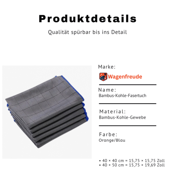 Wagenfreude ProClean™ – 3er Set Carbon-Mikrofasertücher für Auto & Haushalt | Streifenfrei, Fusselfrei, Hochsaugfähig – Bild 3