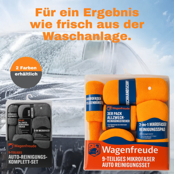 Wagenfreude® Auto Reinigungsset – 9-teiliges Mikrofaser Komplett-Set für Innen & Außen – Bild 7