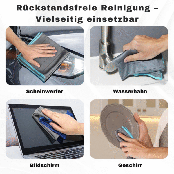 Wagenfreude ProClean™ – 3er Set Carbon-Mikrofasertücher für Auto & Haushalt | Streifenfrei, Fusselfrei, Hochsaugfähig – Bild 7