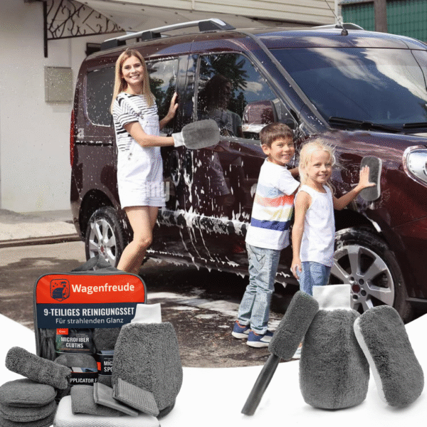 Wagenfreude® Auto Reinigungsset – 9-teiliges Mikrofaser Komplett-Set für Innen & Außen – Bild 5