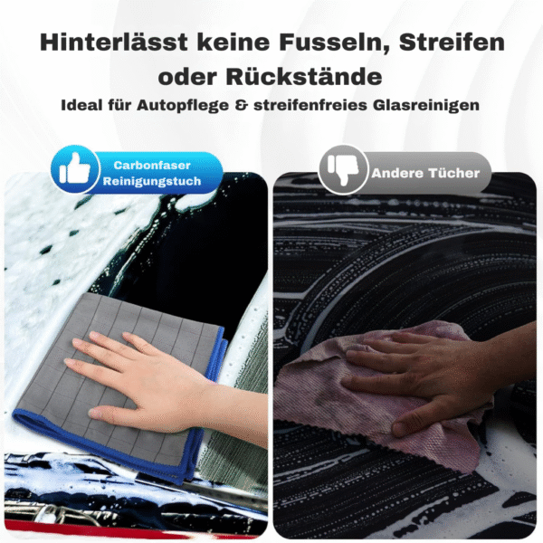 Wagenfreude ProClean™ – 3er Set Carbon-Mikrofasertücher für Auto & Haushalt | Streifenfrei, Fusselfrei, Hochsaugfähig – Bild 8