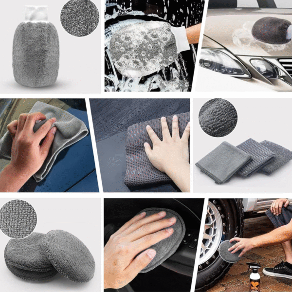 Wagenfreude® Auto Reinigungsset – 9-teiliges Mikrofaser Komplett-Set für Innen & Außen – Bild 4