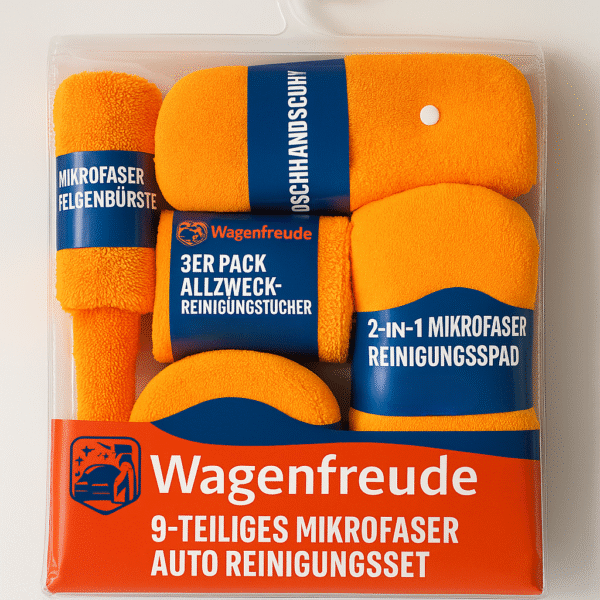 Wagenfreude® Auto Reinigungsset – 9-teiliges Mikrofaser Komplett-Set für Innen & Außen – Bild 3