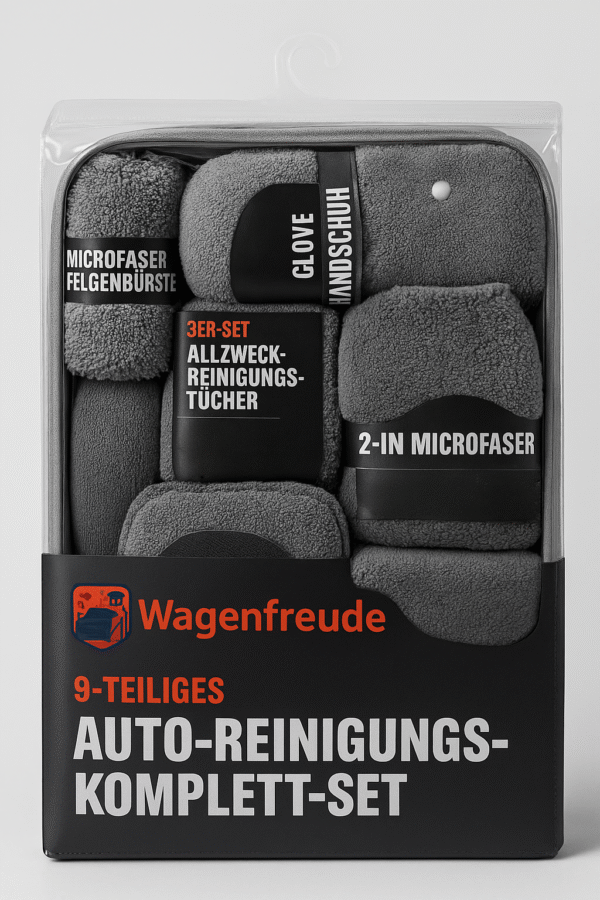 Wagenfreude® Auto Reinigungsset – 9-teiliges Mikrofaser Komplett-Set für Innen & Außen – Bild 2