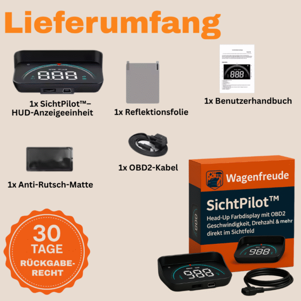 SichtPilot™ – Head-Up Farbdisplay mit OBD2 | Geschwindigkeit, Drehzahl & mehr direkt im Sichtfeld – Bild 6
