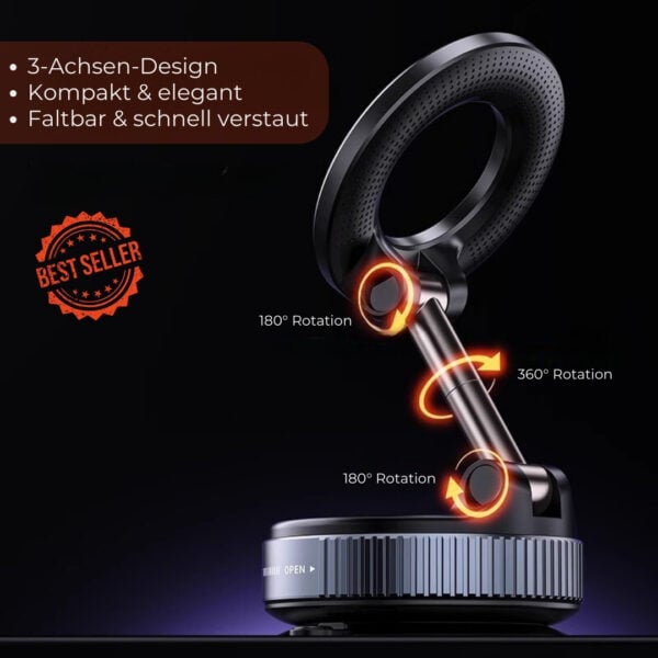 Magnetische Handyhalterung mit 360° Rotation & starker Vakuum-Saugkraft | Premium Halter für Auto, Büro & Zuhause – Bild 5