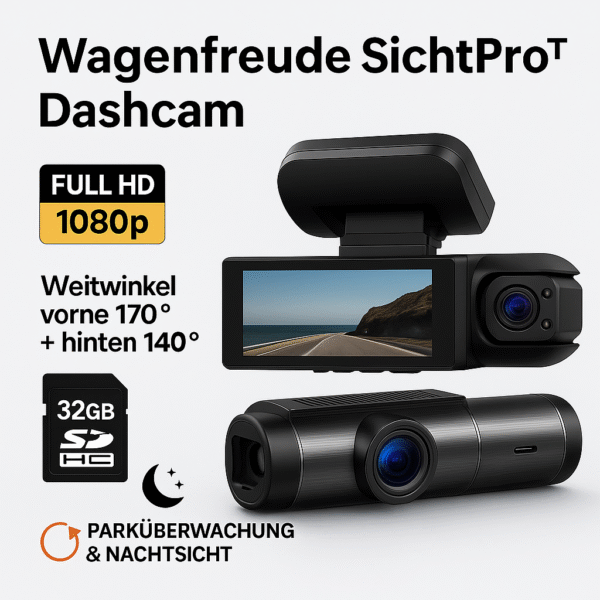 Auto Dashcam Full HD mit Parküberwachung & WLAN – Wagenfreude SichtPro™