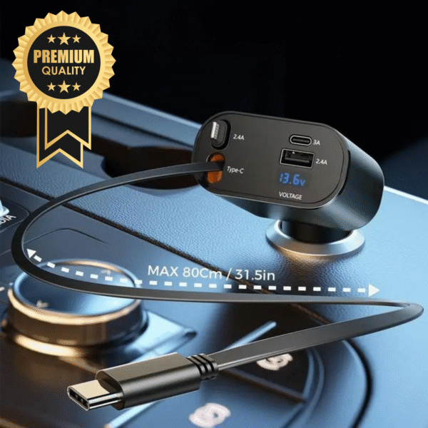 Auto Ladegerät 4-in-1 mit ausziehbaren Kabeln & 30W Schnellladen | FlexiCharge™ Premium für iPhone & Android – Bild 8